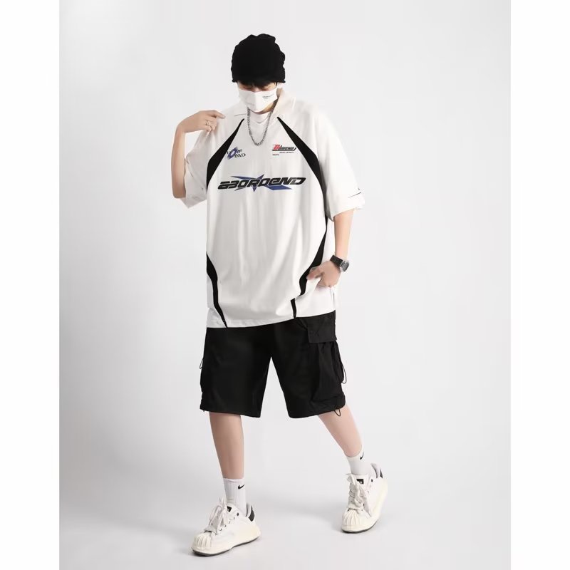 Áo Thun polo Thể Thao Tay Ngắn Dáng Rộng Phong Cách Hip Hop Đường Phố Mỹ Cho Nam