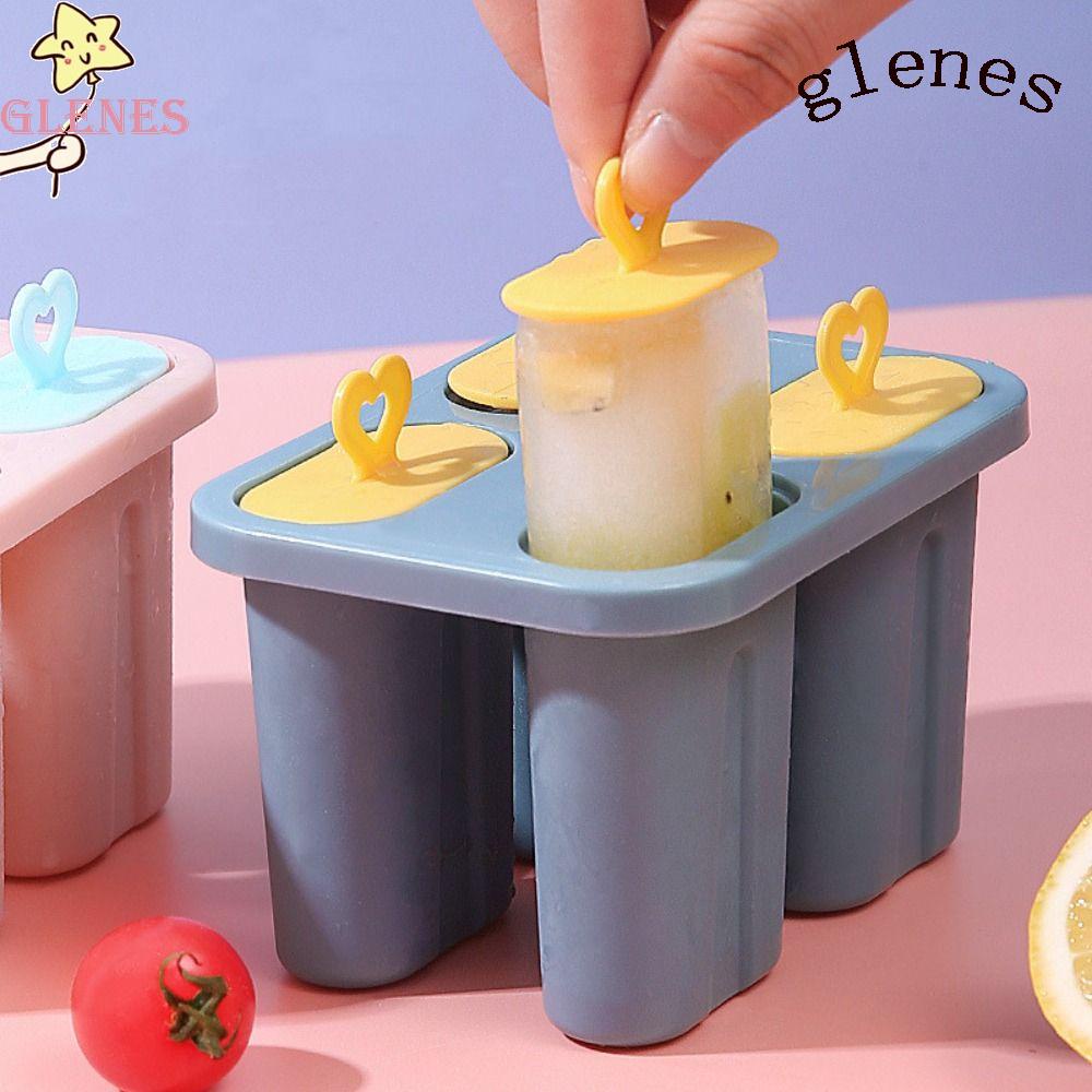 Khuôn Làm Kem Que Bằng Nhựa Có Thể Tái Sử Dụng Kèm Nắp Đậy Tiện Lợi