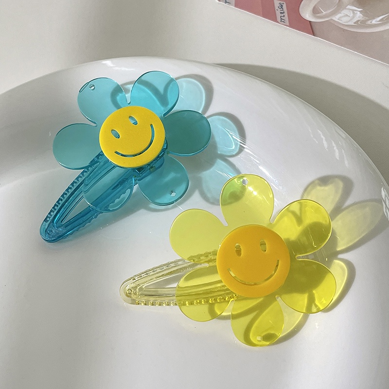 Kẹp Tóc Lớn Bằng Acrylic Hình Hoa Hướng Dương / Mặt Cười Phong Cách Hàn Quốc Cho Nữ