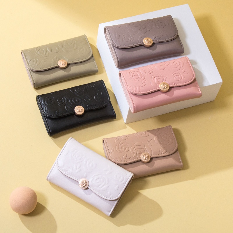 Ví Nữ Cỡ Vừa Hoạ Tiết Hoa Thời Trang Giá Đỡ