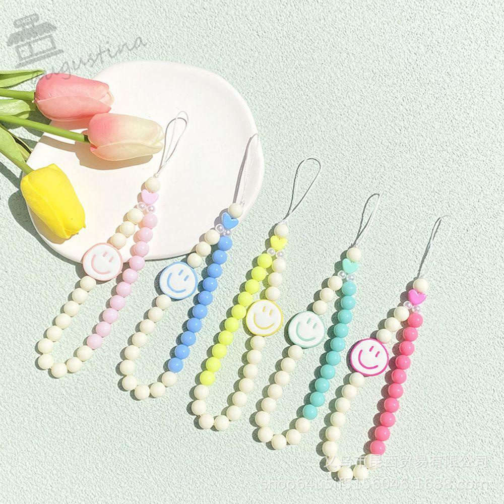 Dây Đeo Điện Thoại Xâu Hạt Nhiều Màu Chống Thất Lạc Hình Mặt Cười AUGUSTINA