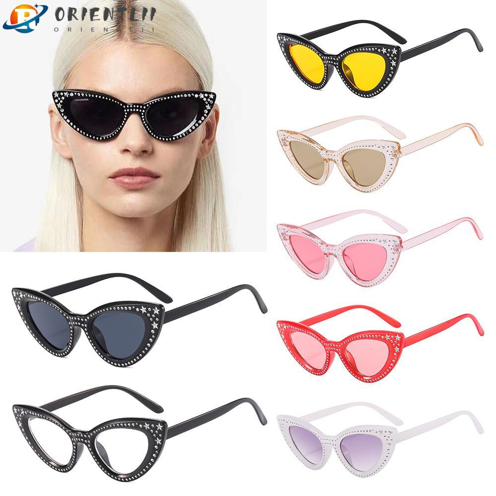 Kính Mát Mắt Mèo Oversized Y2K Màu Đen Phong Cách Vintage Cho Nữ