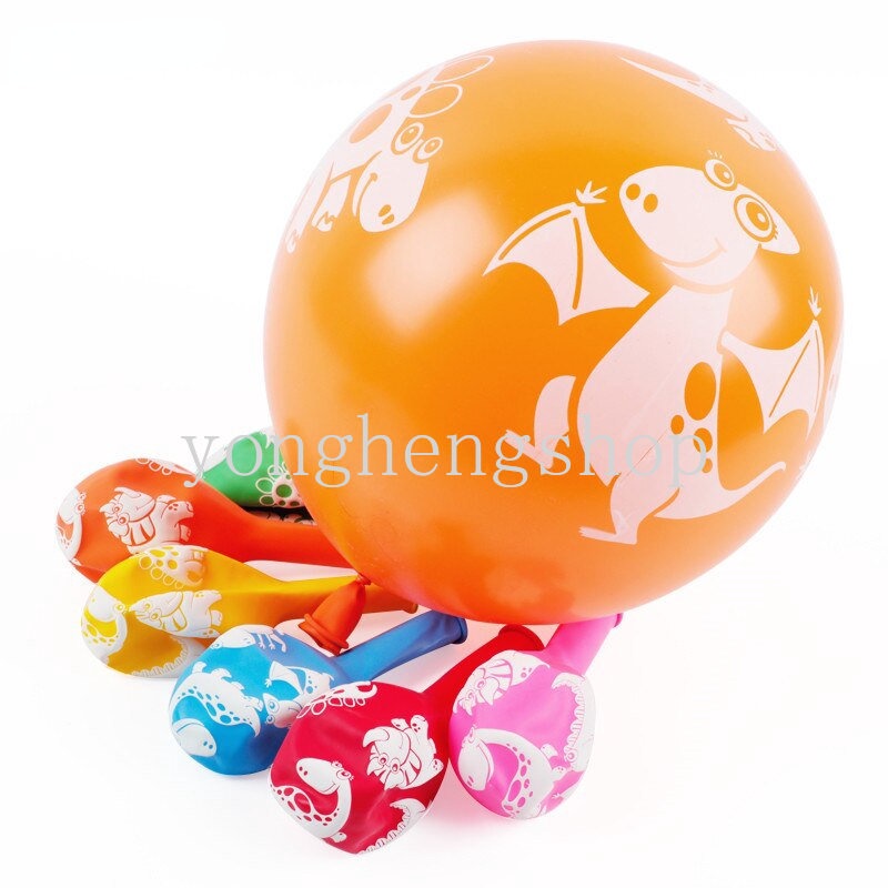 Set 10 Bong Bóng 12inch Hình Khủng Long Hoạt Hình Nhiều Màu Trang Trí Tiệc Sinh Nhật Cho Bé