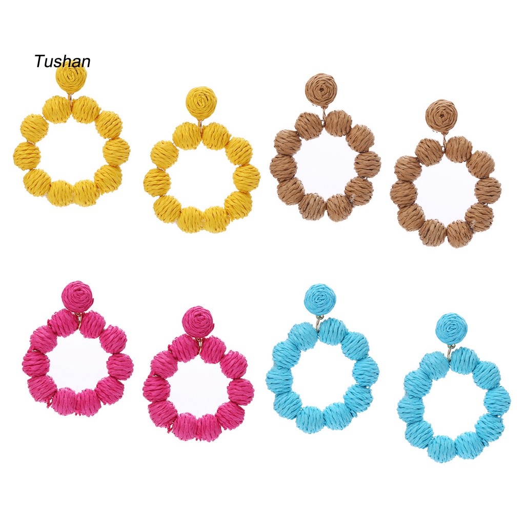 1 Đôi Bông Tai Hình Tròn Phong Cách Bohemian Dành Cho Nữ