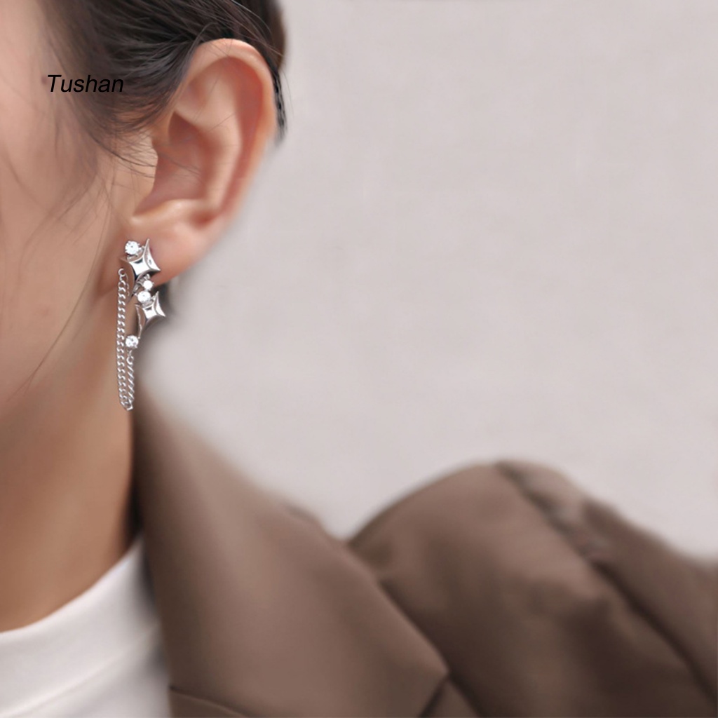 1 Chiếc Bông Tai Tua Rua Hình Ngôi Sao Đính Đá Thời Trang