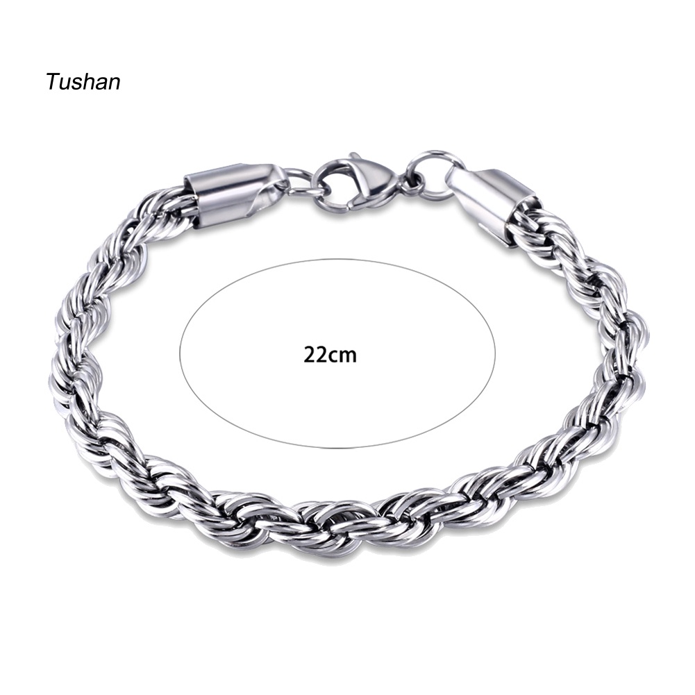 Vòng Tay Xoắn Ốc Chất Liệu Thép Không Gỉ Thời Trang Cho Nam