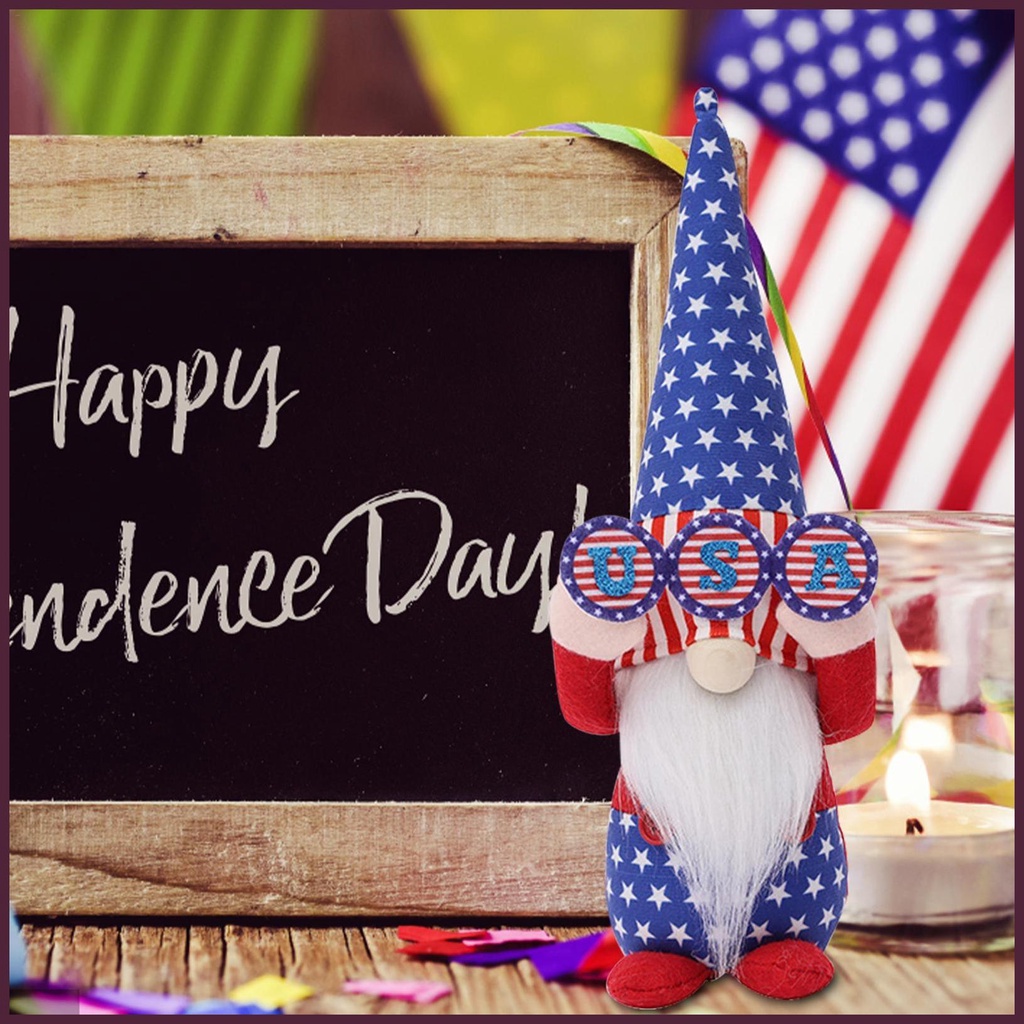 Ngày Kỷ Niệm Thứ Tư Của Ngày Gnomes Những Ngôi Sao Mềm Mại Và Búp Bê Sọc Cho Veterans Memorial Independence Và Khảm Đá