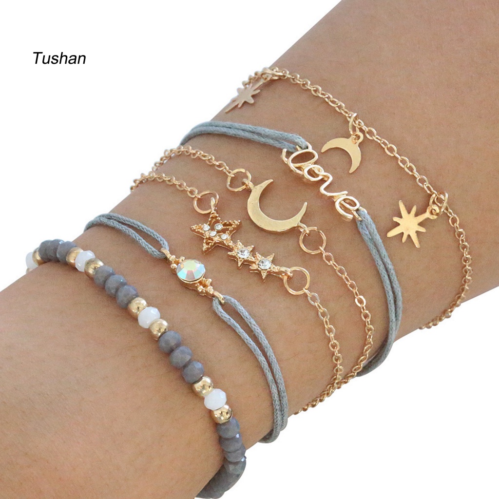 1 Bộ Vòng Tay Hợp Kim Chống Mòn Không Phai Màu Thời Trang Cho Nữ