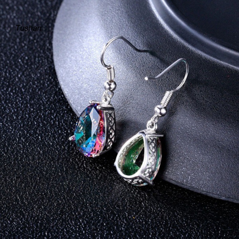 Bông Tai Hình Giọt Nước Đính Đá Zircon Nhiều Màu Thời Trang Dành Cho Nữ