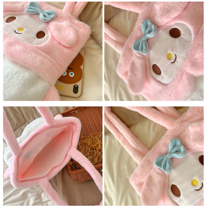 SANRIO Túi Xách Lông Nhung Mềm Mại Thời Trang Cho Nữ