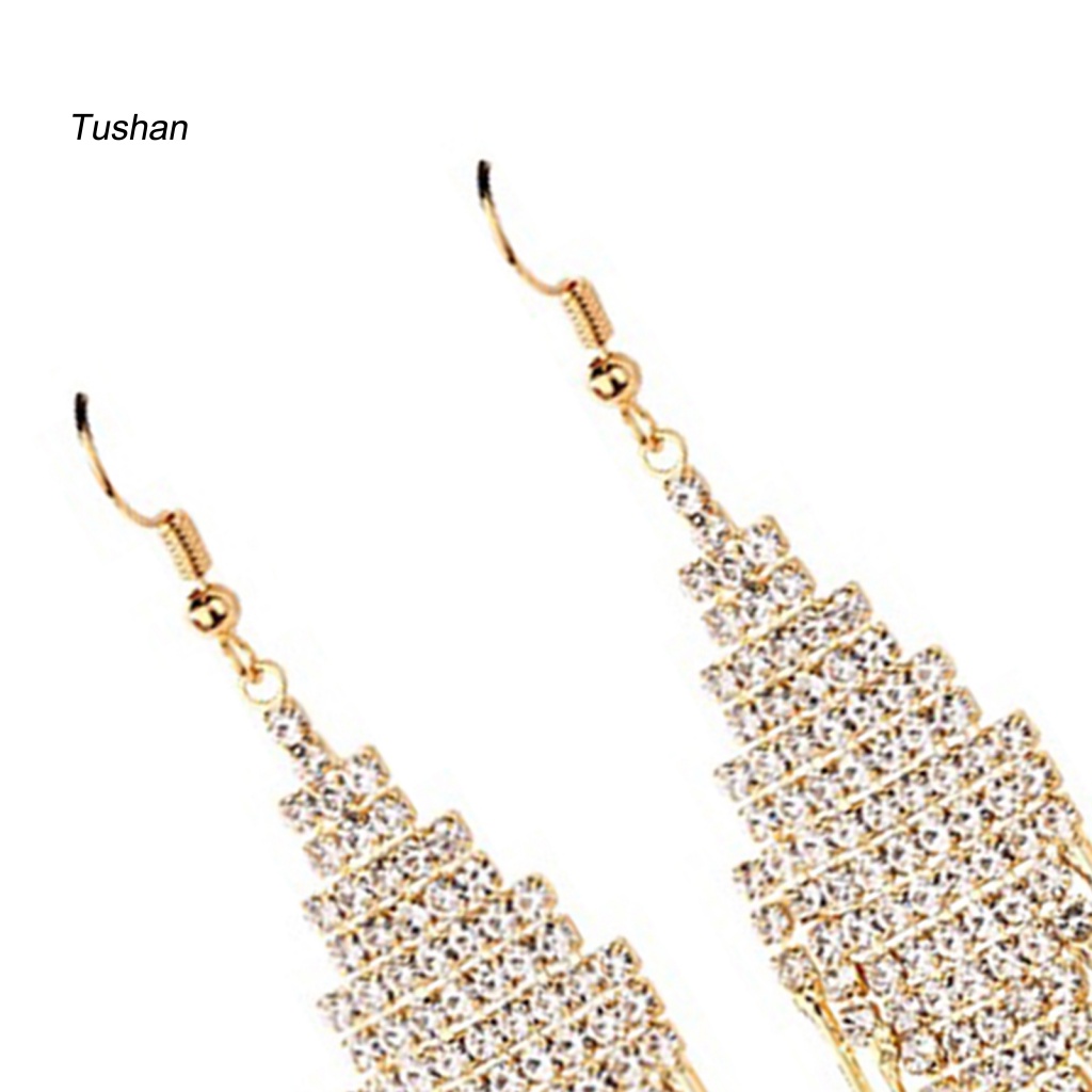 1 Đôi Bông Tai Tua Rua Đính Đá Thời Trang