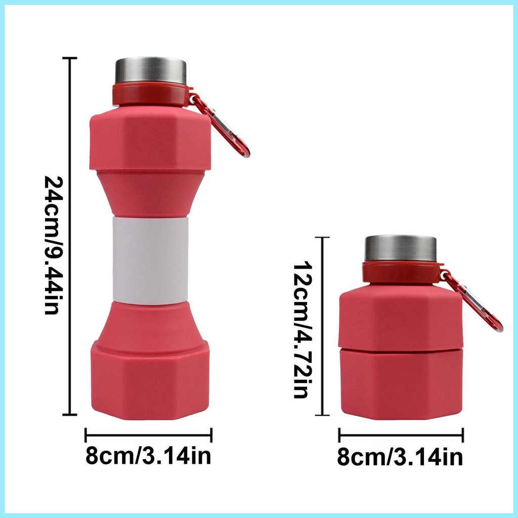 Bình Nước Thể Thao Hình Quả Tạ Dung Tích Lớn 650ml Có Thể Gấp Gọn Tiện Dụng Cho Nam Và Nữ