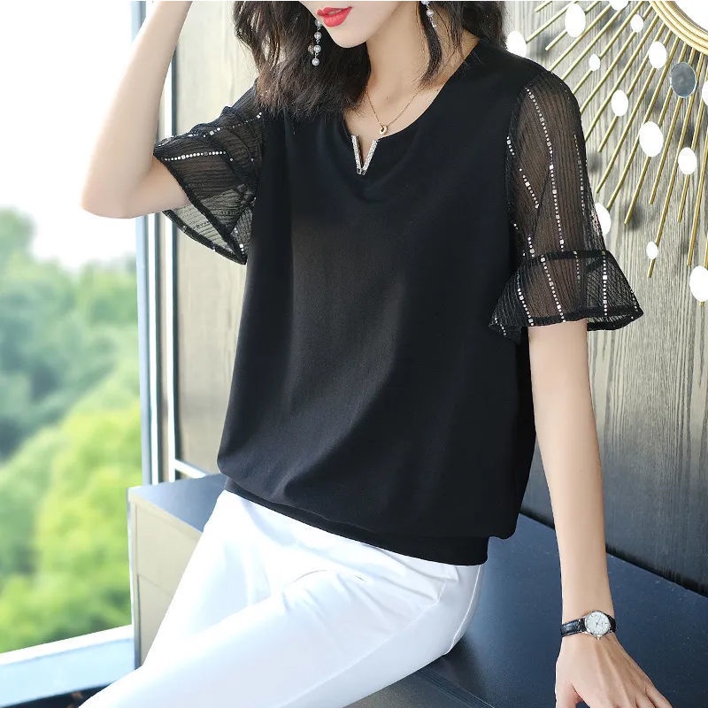 Áo Sơ Mi Ngắn Tay Cổ Chữ V Phong Cách Hàn Quốc Kiểu Mới