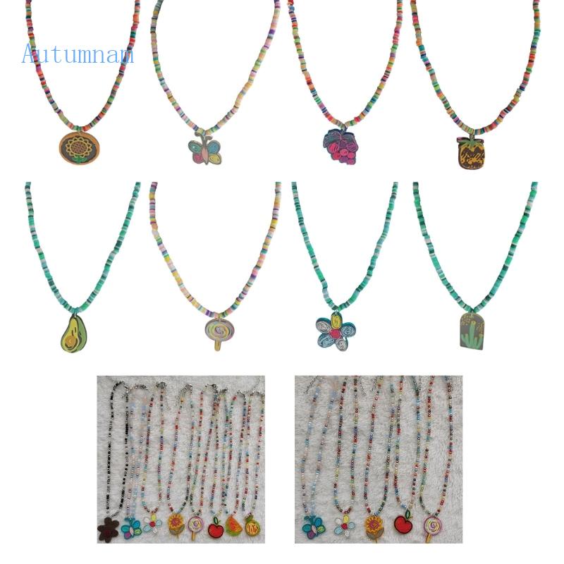 Vòng cổ Hạt Đất Sét Mềm Hình Hoa Phong Cách Bohemian