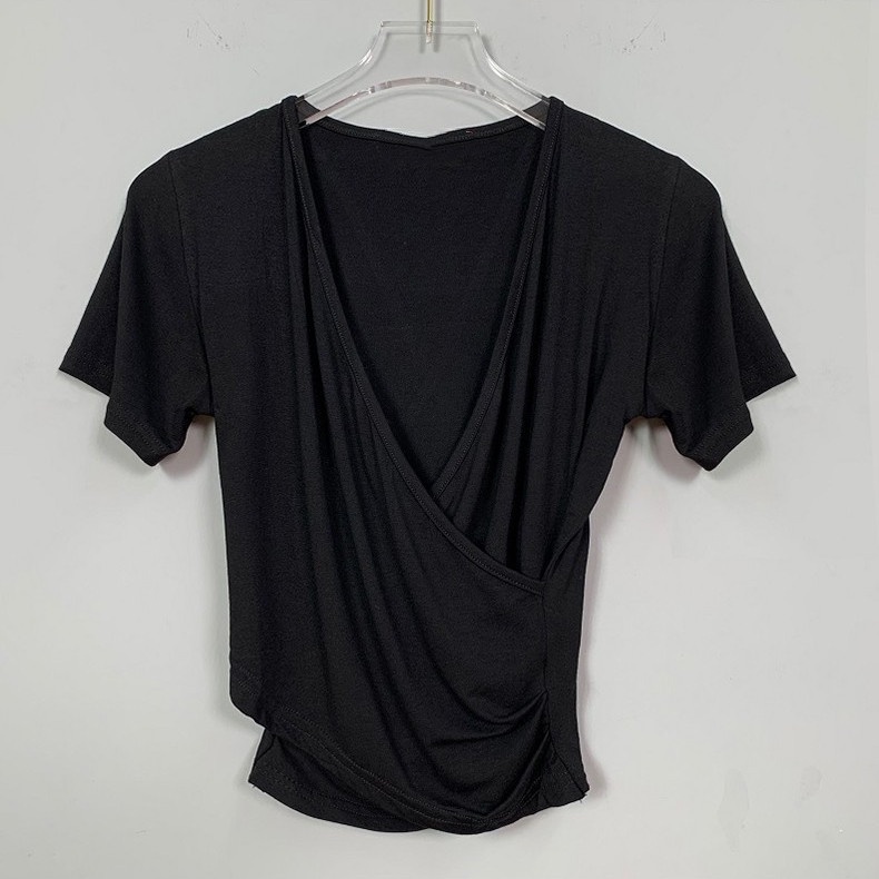 Áo Thun Nữ Ngắn Tay Cổ Chữ V Dây Chéo Lưng Thời Trang