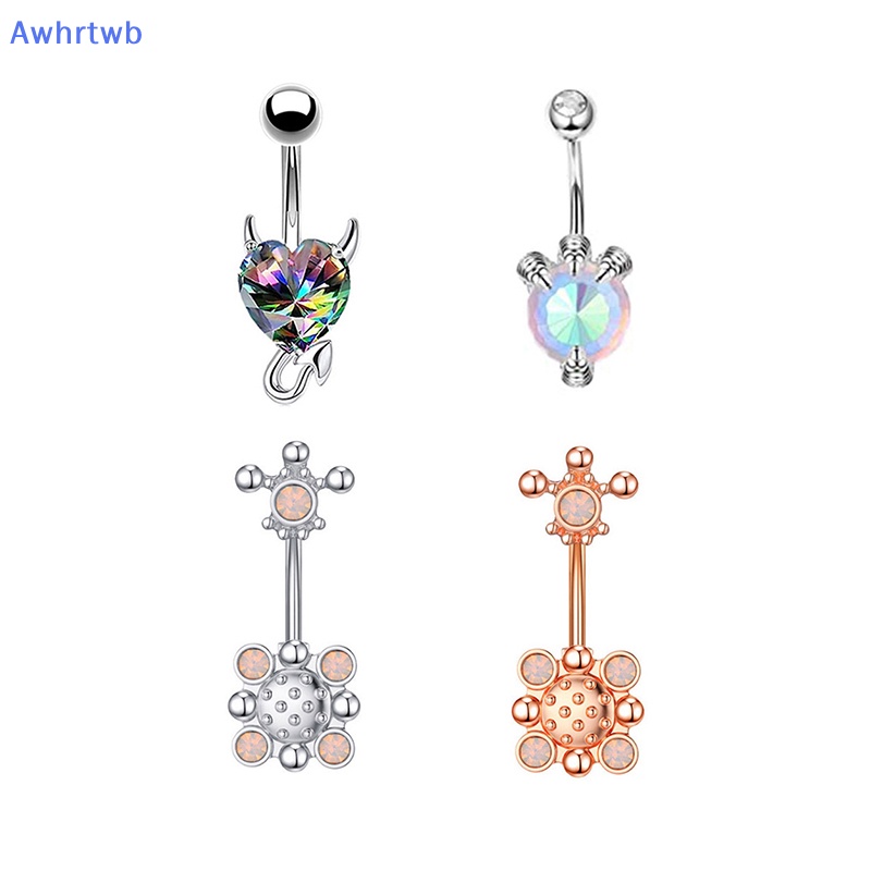 Khuyên Rốn Bằng Thép Không Gỉ Dát Đá Zircon Mới