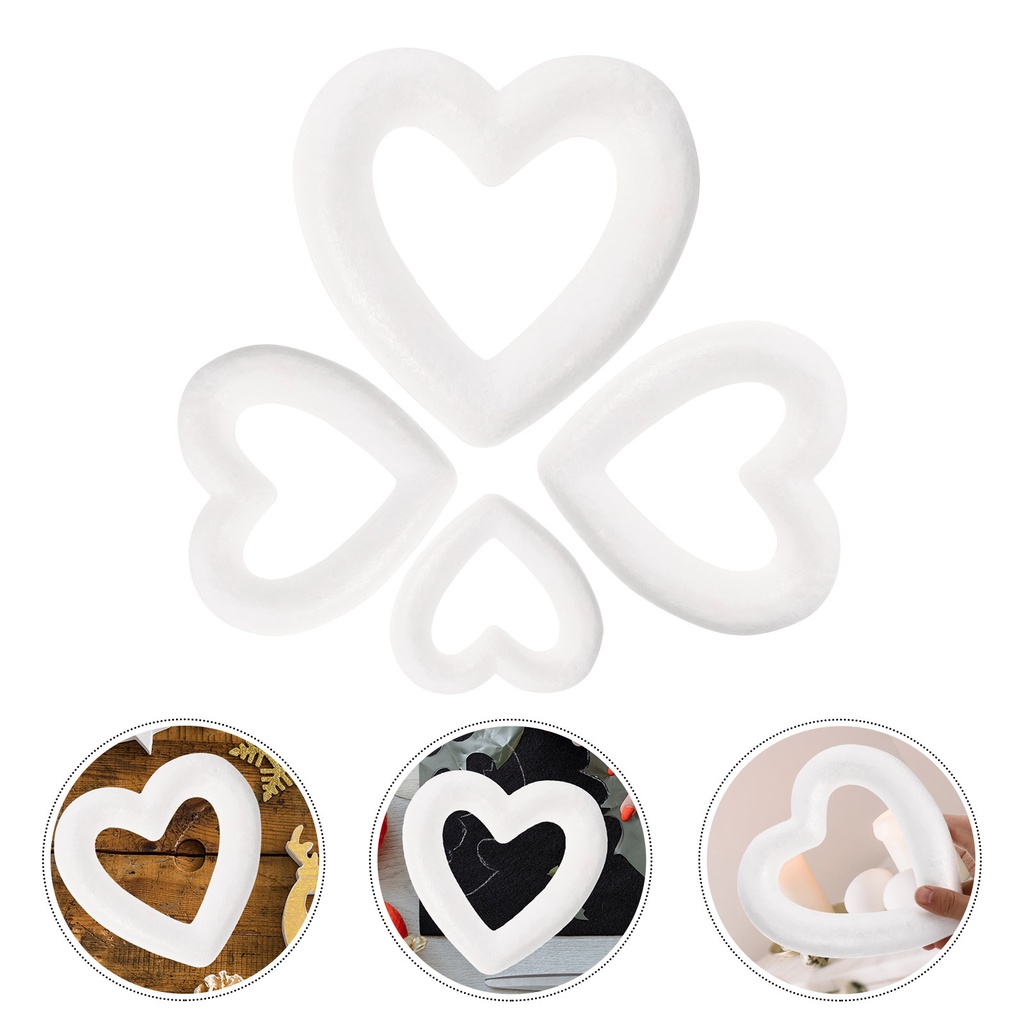 Set 4 Trái Tim Xốp Polystyrene Trang Trí Vòng Bắt Giấc Mơ