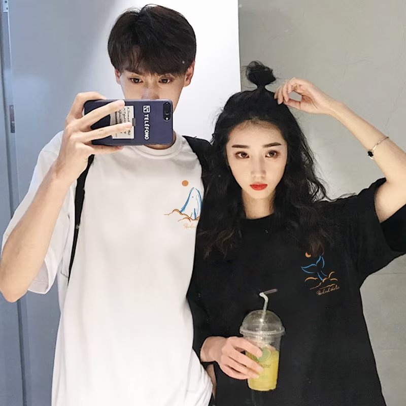 EERSHENSHI Áo Choàng Vải Thời Trang Dạo Phố Năng Động|Áo Thun Tay Ngắn Thời Trang Mới Cho Cặp Đôi