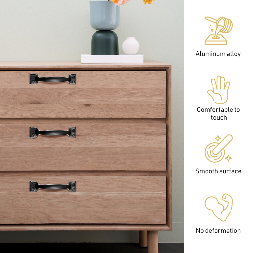 Set 10 Tay Nắm Cửa Màu Đen Ánh Kim