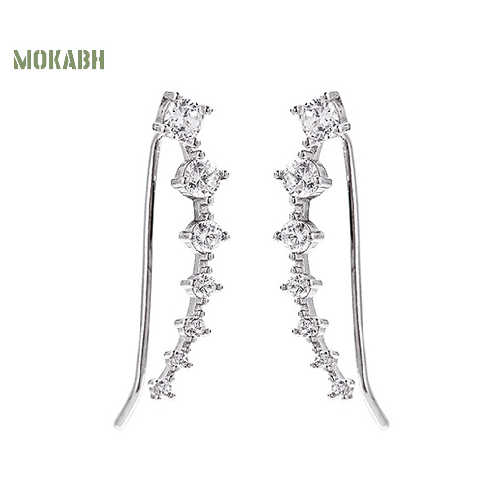 1 Đôi Bông Tai Xỏ Lỗ Đính Đá Zircon Một Hàng Chống Phai Màu Thời Trang