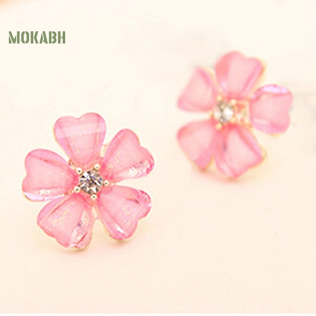 Bông Tai Hình Cánh Hoa Bằng Hợp Kim Đính Đá Lấp Lánh Tinh Tế Thời Trang Cho Nữ