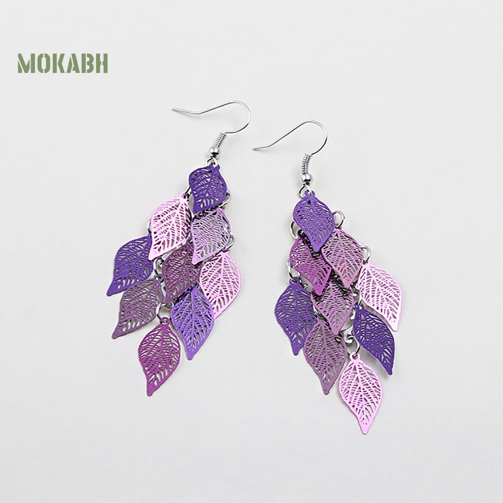 Bông Tai Nhiều Lớp Hình Chiếc Lá Nhiều Màu Sắc Thanh Lịch Dành Cho Nữ