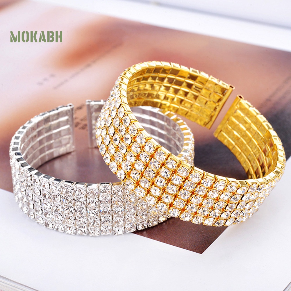 Vòng Tay Bản Rộng Đính Đá 5 Hàng Thời Trang Cho Nữ