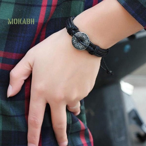 [Hot] Vòng Tay Giả Da Bện Họa Tiết Âm Dương Tai Chi Ying Yang Bằng Hợp Kim Cho Nam Và Nữ