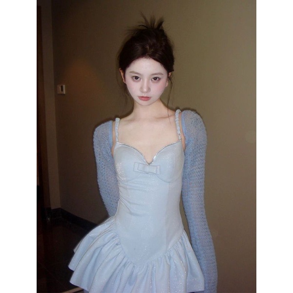 Set Đầm Múa Ba Lê Hai Dây + Áo Sơ Mi Ngắn Phong Cách Mới Mùa Hè 2023 Cho Nữ