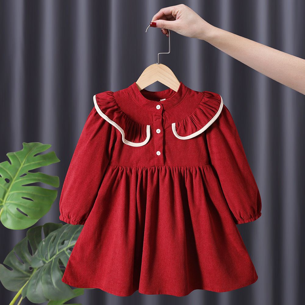 Đầm Công Chúa Một Mảnh Lót Lông Cừu Phong Cách Phương Tây Thời Trang Thu Đông Năm Mới Cho Bé Gái