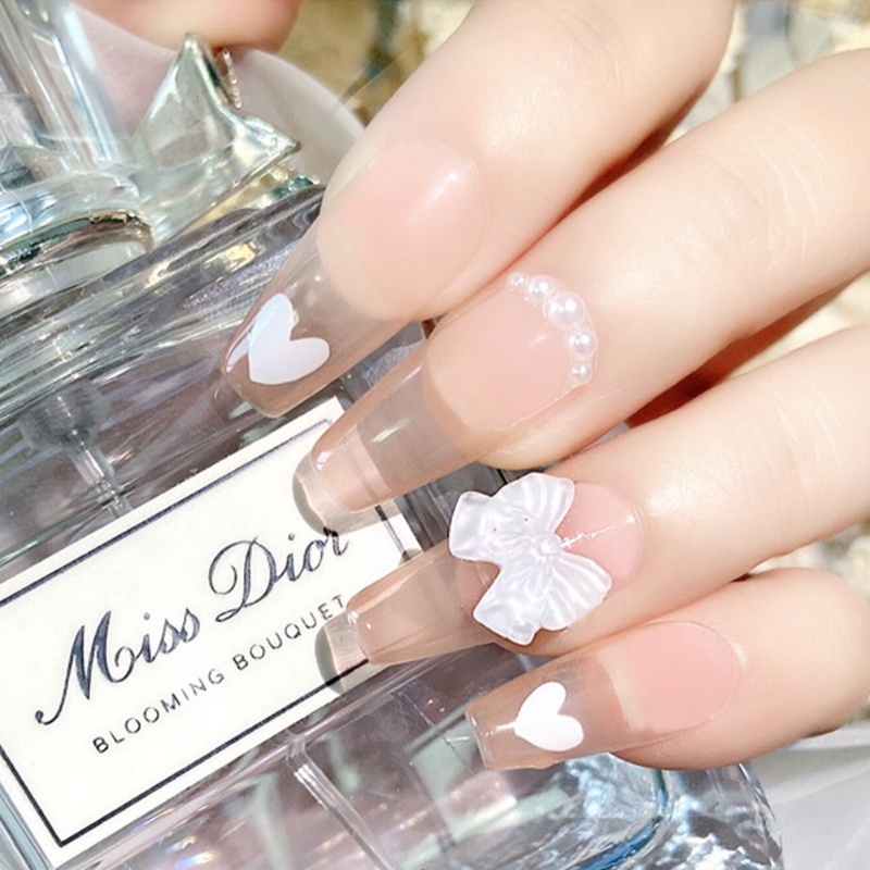 Phụ Kiện Nơ Ruy Băng Màu Kẹo Trong Suốt 3D Trang Trí Móng Tay DIY