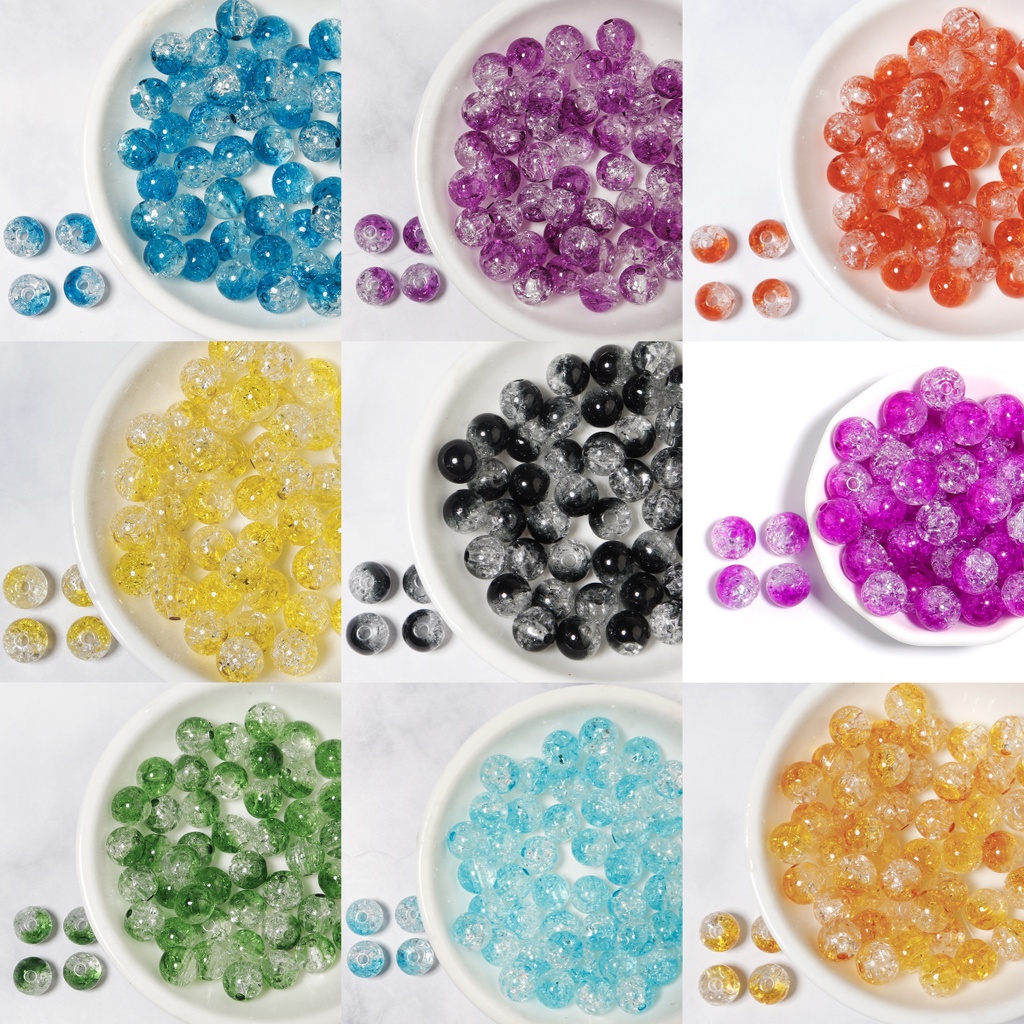 Set 50 Hạt Nhựa Acrylic Trong Suốt Hình Bông Hoa 8 / 10 / 12mm Làm Đồ Trang Sức Thủ Công