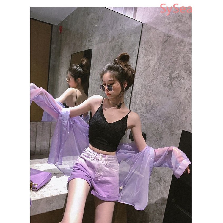 Quần Short Denim Dáng Rộng Màu Gradient Thời Trang Mùa Hè Cho Nữ