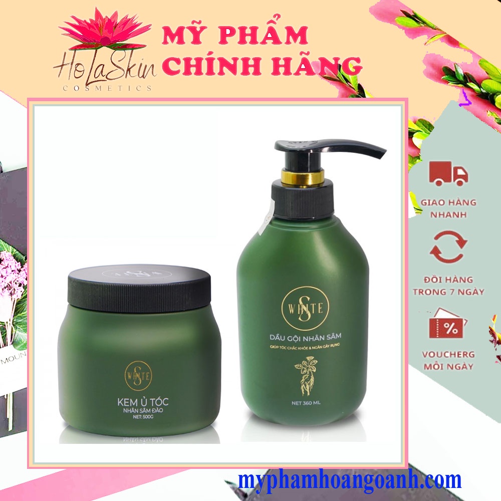 Bộ Dầu Gội Đầu + Ủ Tóc nhân sâm đào Swhite