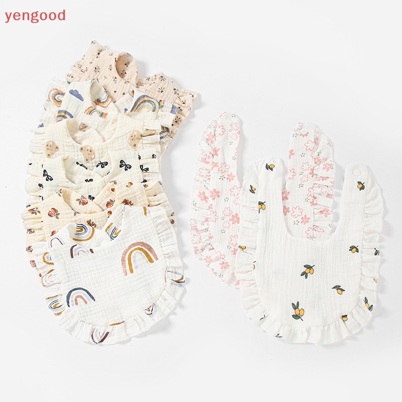 1 Yếm Ăn Cotton Mềm Mại Họa Tiết Hoa Xinh Xắn Cho Bé