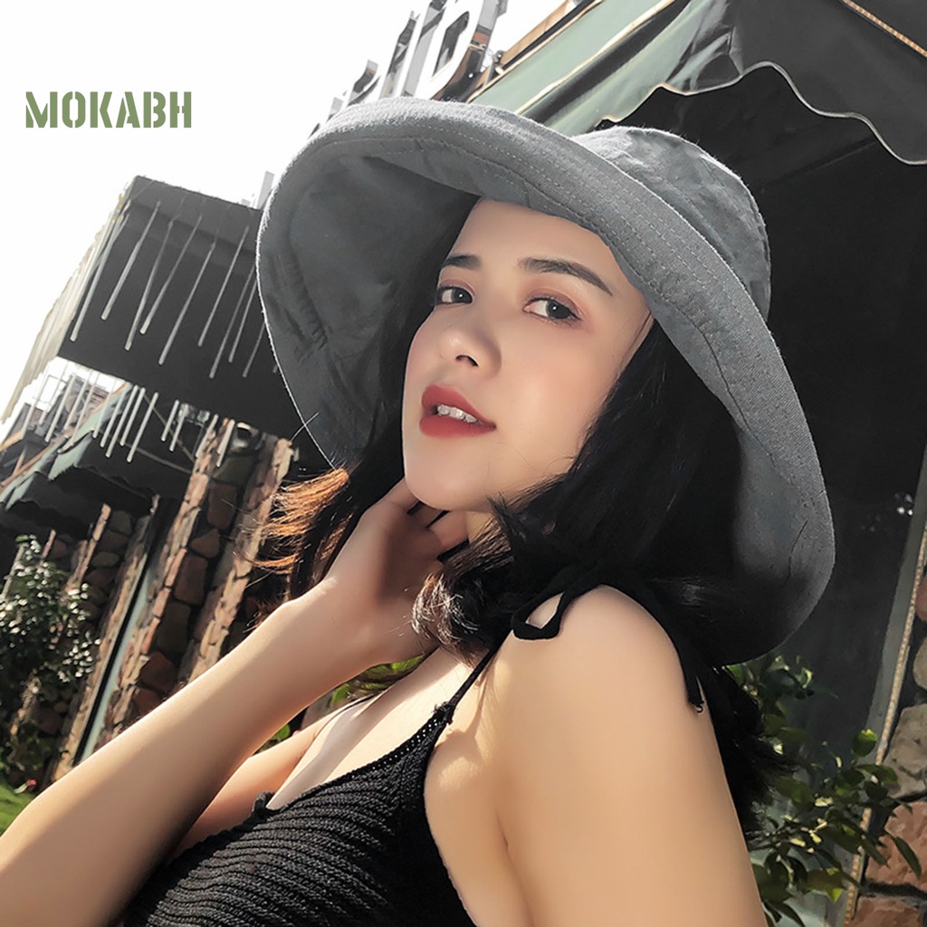 Nón Vành Tròn Màu Trơn Thoáng Khí Thời Trang Mùa Hè Cho Nữ