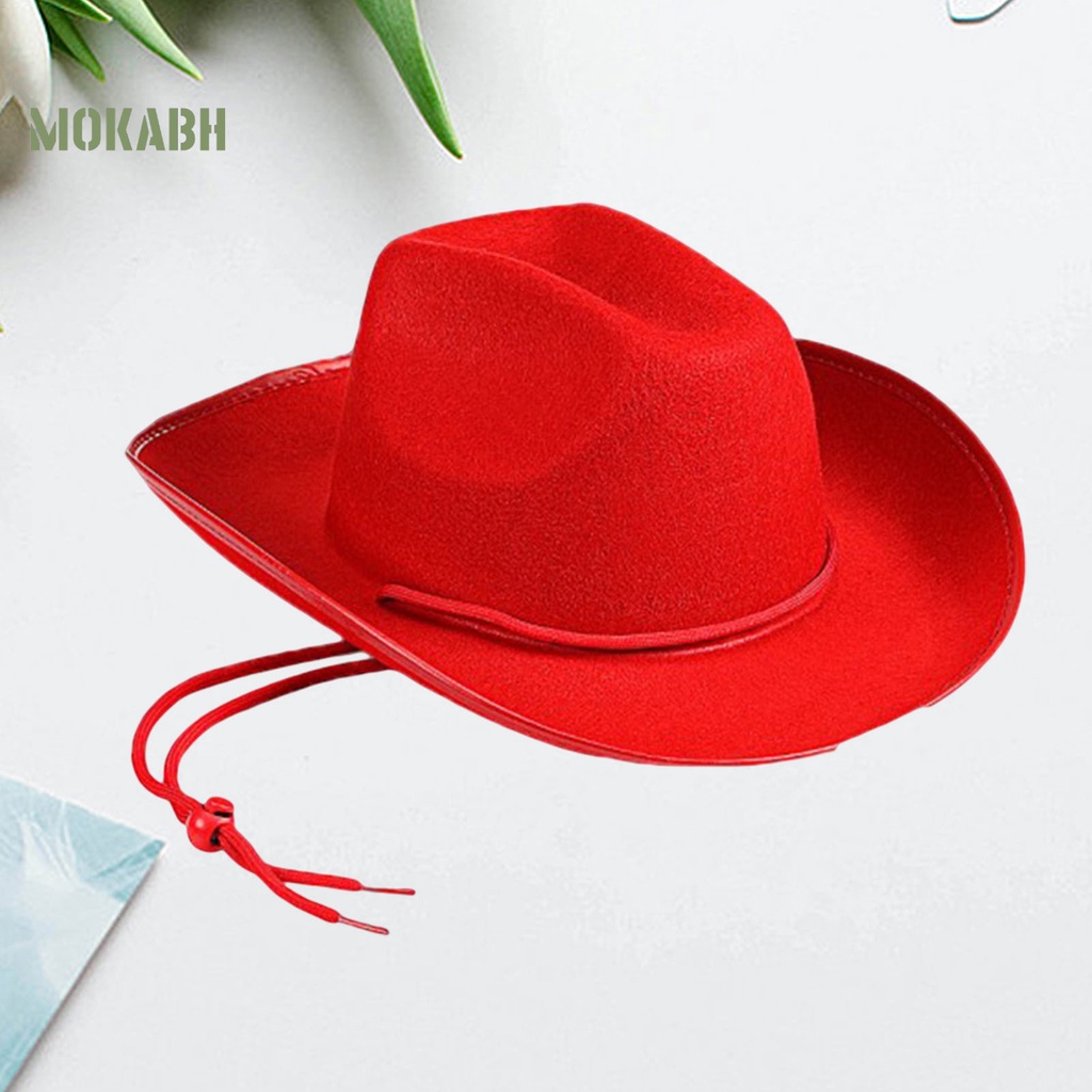 [Mok Abh] Mũ Vành Rộng Màu Trơn Chống Gió Điều Chỉnh Được Thời Trang Phương Tây Cowgirl Jazz