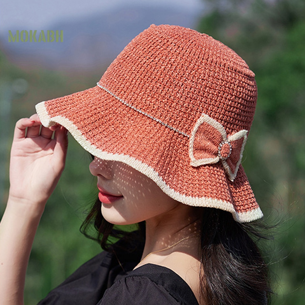 [Mok Abh] Mũ Vành Tròn Thoáng Khí Chống Nắng Có Thể Gấp Gọn Được Làm Thủ Công Cho Nữ