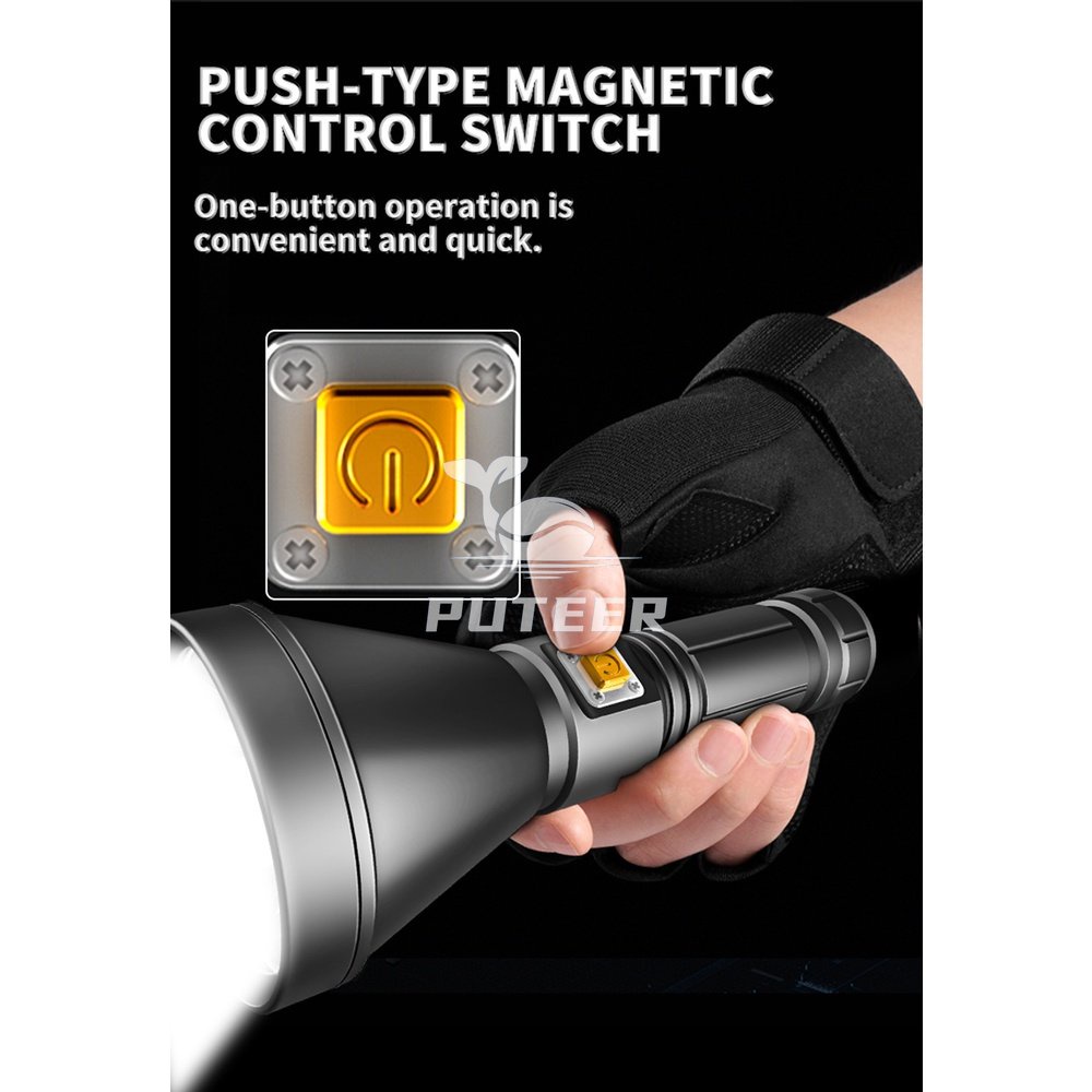 Đèn Pin Led IPx8 Siêu Sáng Chống Thấm Nước Pin 26650 Có Dây Đeo Tay Tiện Dụng Dùng Khi Đi Lặn