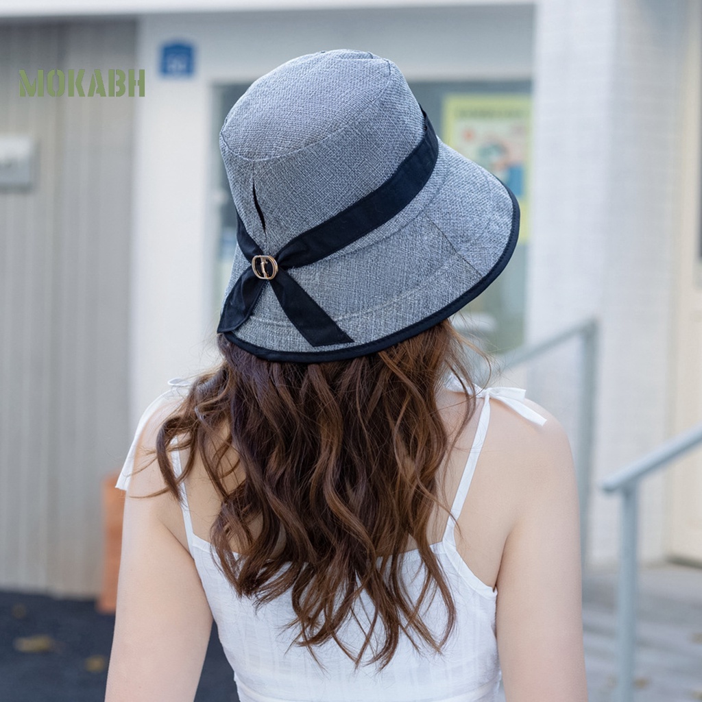 Nón Vành Tròn Màu Trơn Chống Tia UV Chống Rơi Chống Gió Thời Trang Mùa Hè Cho Nữ