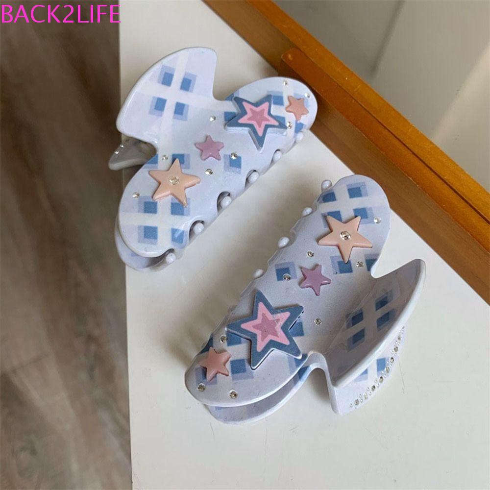 Kẹp Tóc Hình Ngôi Sao / Hình Học Đơn Giản Sáng Tạo Y2K BACK2LIFE|Kẹp Tóc Denim Cỡ Lớn Thời Trang Cho Nữ