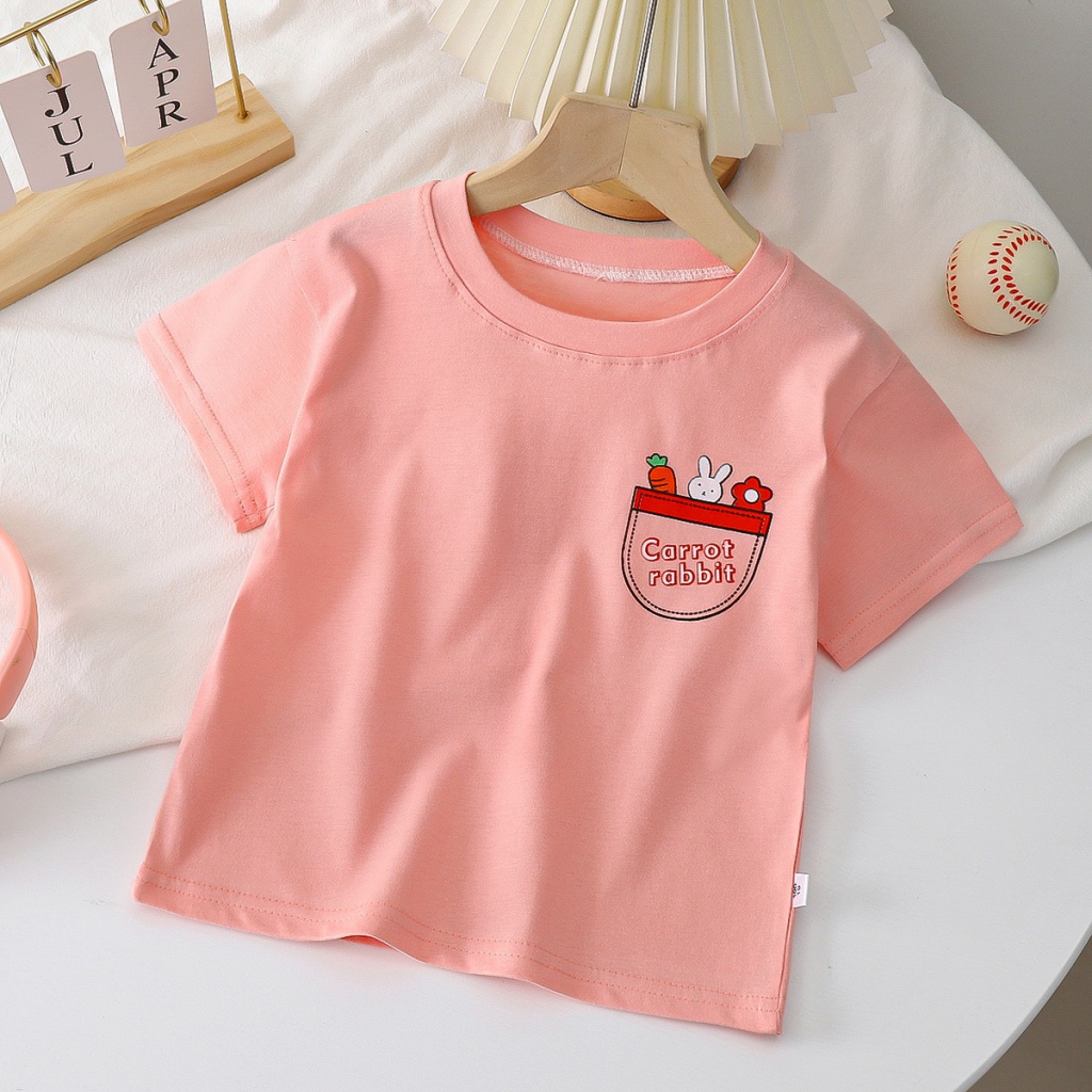 Áo Thun Cotton Ngắn Tay Cổ Tròn Thời Trang Mùa Hè Cho Bé