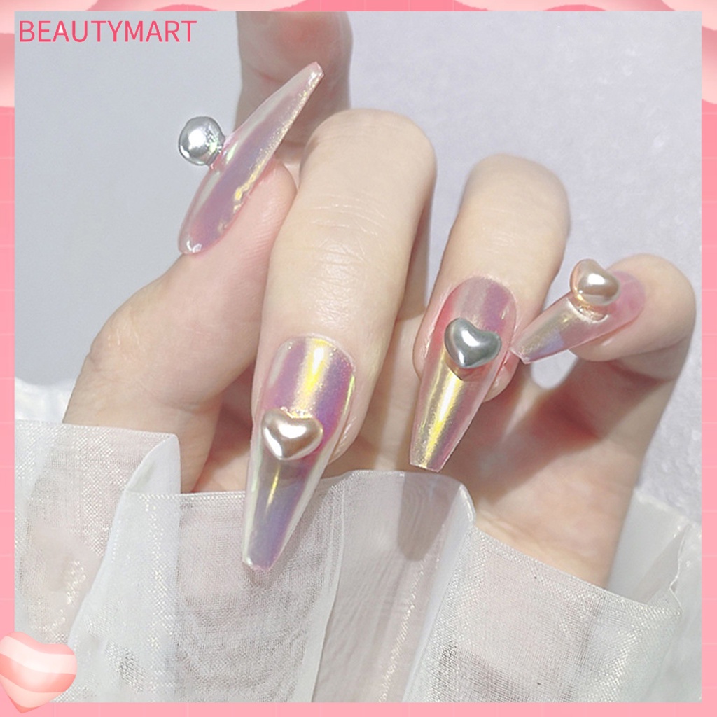 1 Hộp Phụ Kiện Trang Trí Móng Tay Nghệ Thuật Hình Trái Tim Màu Sắc Tươi Sáng Lấp Lánh