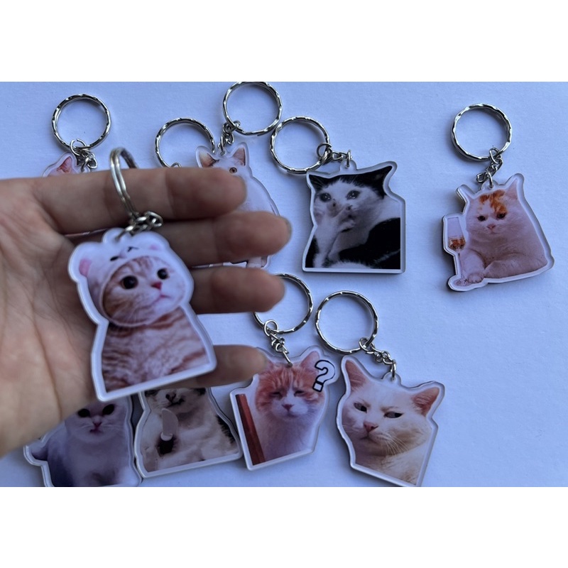 Móc khoá mica mèo meme cute đáng yêu