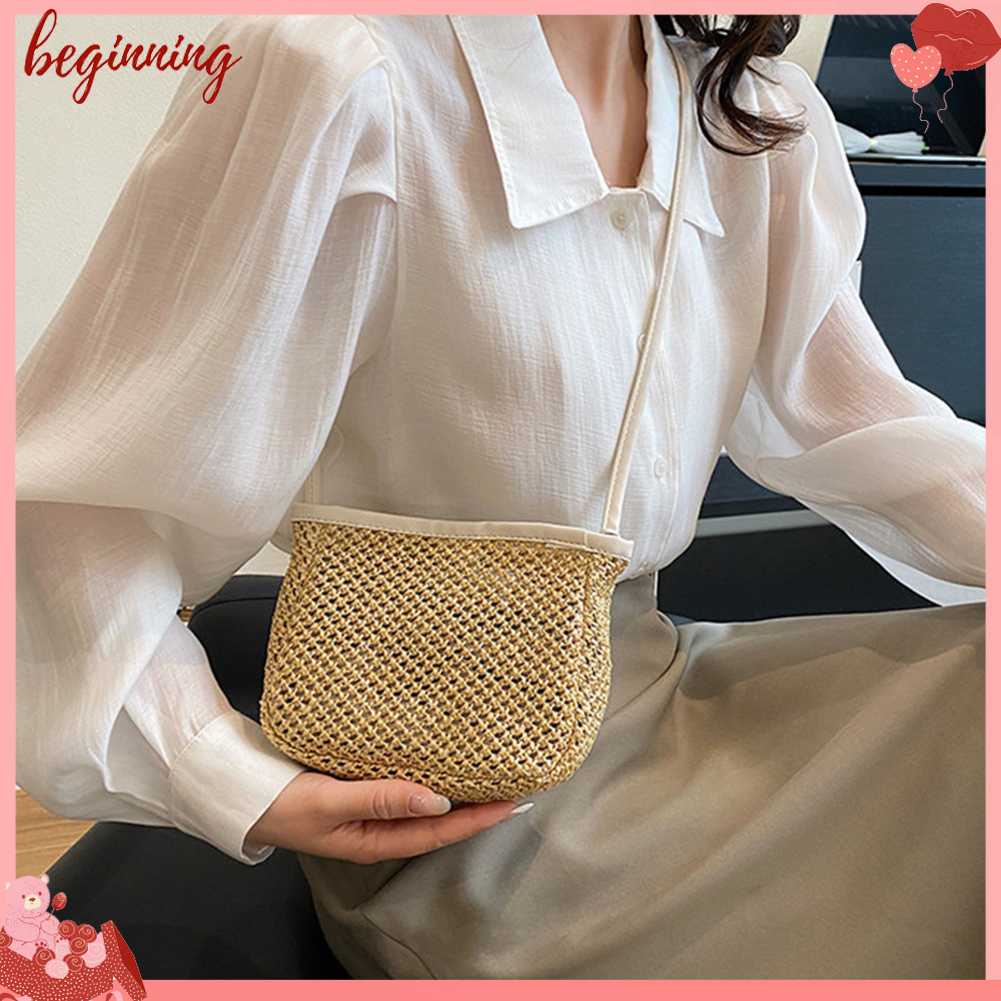 ✿ Bắt Đầu ✿ Túi Đeo Chéo Đan Cói Cỡ Lớn Thời Trang Mùa Hè 2023 Cho Nữ