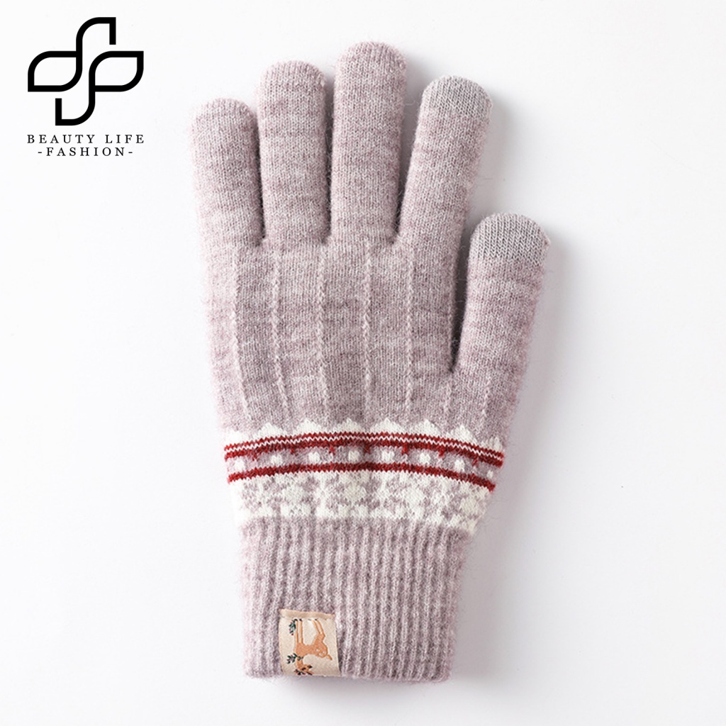 1 Đôi Găng Tay Mùa Đông Dệt Kim Dày Mềm Mại Co Giãn Có Thể Chạm Màn Hình Cảm Ứng Cho Nữ