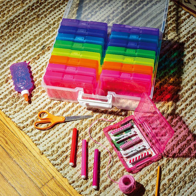 Hộp Nhựa Trong Suốt 4 X 6 Inch Có Tay Cầm - 16 Ngăn Đựng Bảo Quản Ảnh