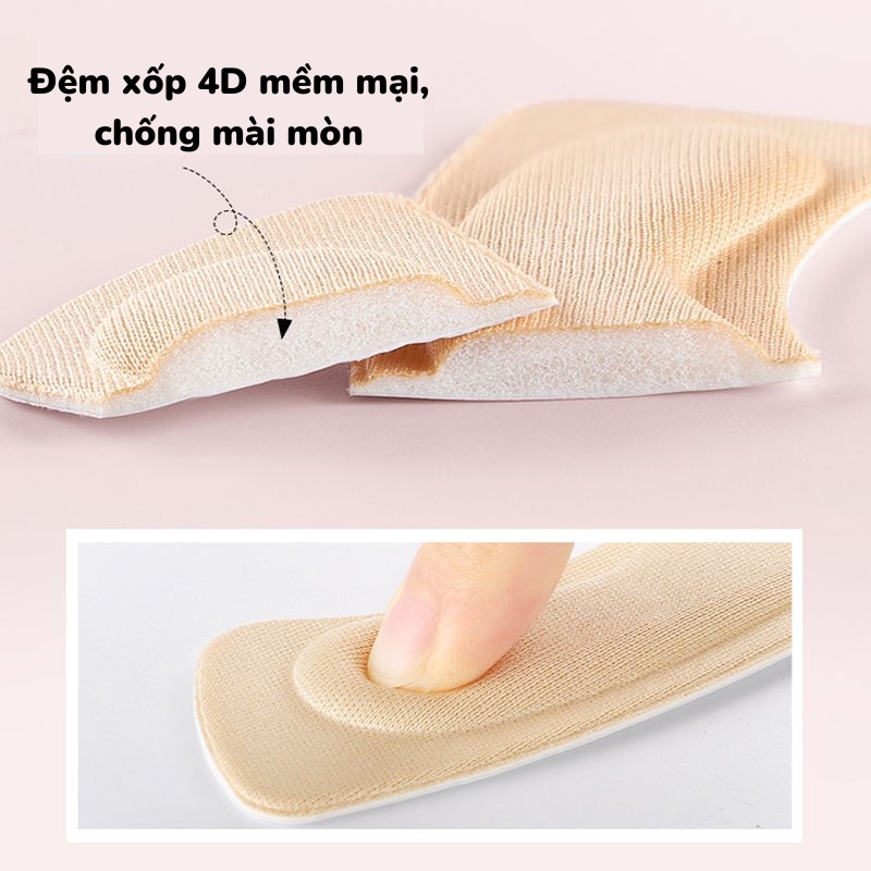 Miếng lót gót giày bảo vệ gót sau 4D cao cấp, miếng lót giày cao gót chống trầy da đau gót chân - GC