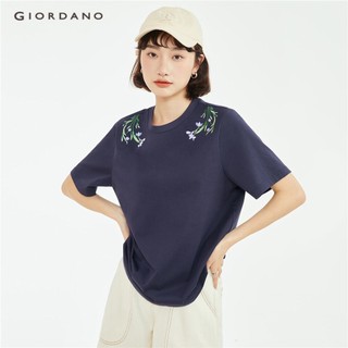 Áo thun GIORDANO oxygen 18323611 thêu họa tiết thời trang dành cho nữ