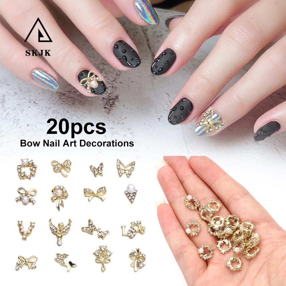 [Hàng mới về] Set 20 phụ kiện đính móng trang trí nghệ thuật 3d bằng hợp kim thời trang